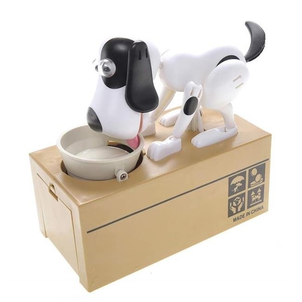 Az Trading & Import MPT801 White Black Spot My Dog Piggy Bank Robotic Coin Munching Toy Money Box Spot; White & Black MPT801 White Black Spot - main